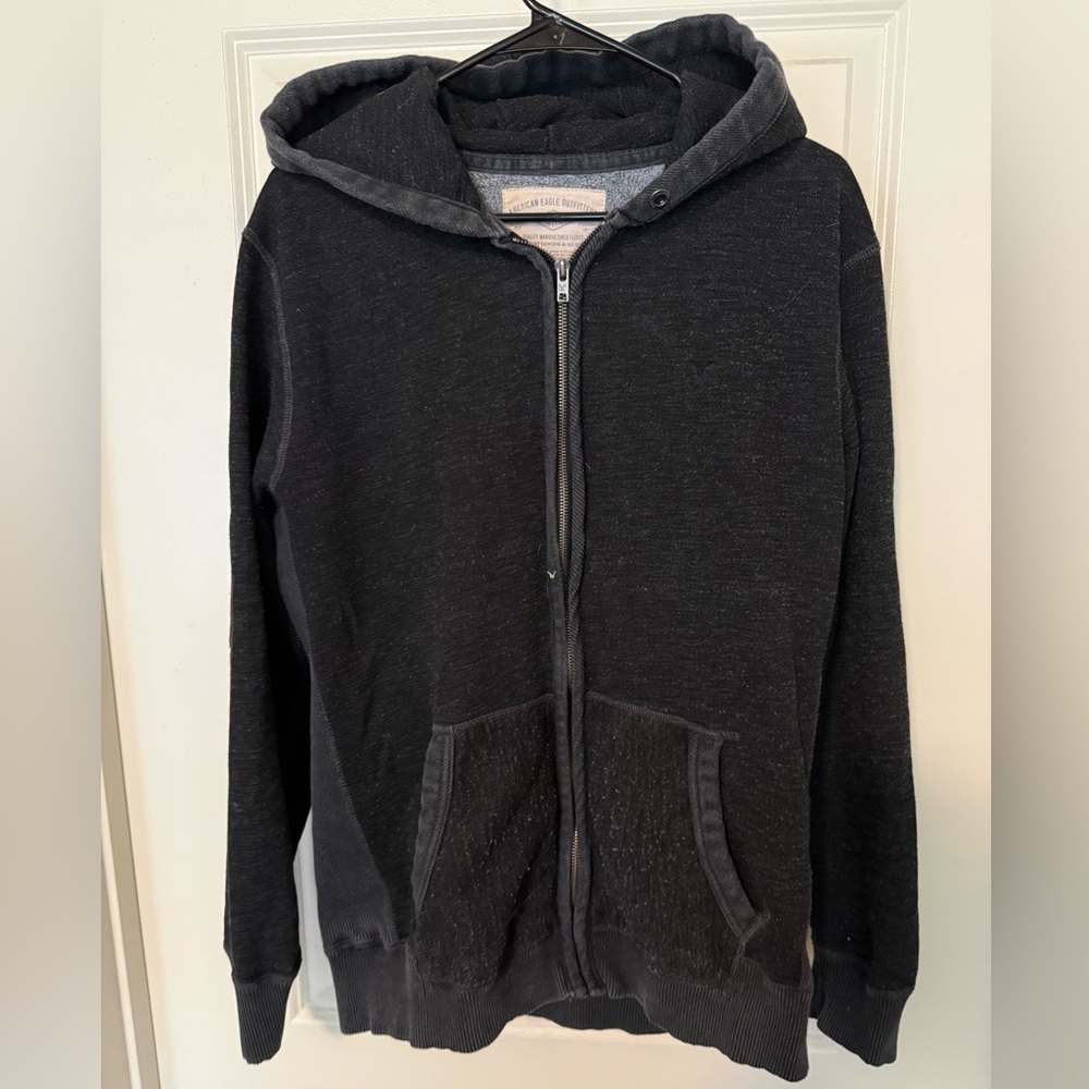 American Eagle Outfitters Charcoal Zip-Up Fleece Hoodie